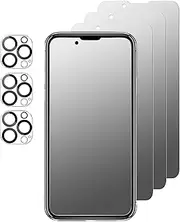 6 Pieces, 3 x Matte Screen Protector for iPhone 16 Pro (6.3 Inches) and 3 x Transparent Camera Lens Protector, Matte Tempered Glass for Apple iPhone 16 Pro Anti-Glare Anti-fingerprint