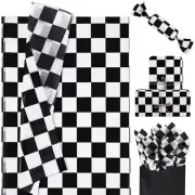 60 Sheets Black & White Checkered Race Car Tissue Paper 20 x 14 Inches Gift W...