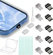 10 Packs of Easy to Grip Phone Dust Plugs, Lightning Charging Port Protective Cover, with Plug Bracket, Storage Box, Compatible with iPhone 14 13 12 11 X XS XR 8 7 SE