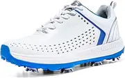 [TUMAHE] Men Golf Shoes, Leather Golf Walking Sport Shoes 8 Spikes Golf Trainers Outdoor Anti Slip Walking Footwears