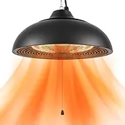 Infrared Heater, 1500W Hanging Heater, Outdoor Electric Patio Heater for for Courtyard, Garage, Patio, Tip-Over Protection, IP55 Waterproof, Black
