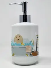 Longhair Cream Dachshund Ceramic Soap Dispenser Hand Soap Dispenser Pump