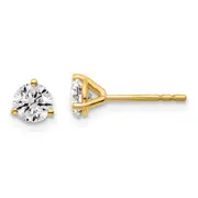 14k Yellow Gold 2/3 ctw Lab Grown Diamond VS/SI+ G+ Round 3 Prong Heavy Wt. Stud Earrings