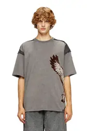 [Diesel] Diesel - Peel-off T-shirt with eagle print - T-Shirts - Man - Grey M Grey