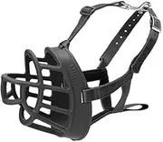 The Company of Animals Baskerville Ultra Basket Dog Muzzle - - Adjustable and Comfortable Secure Fit - Durable Lightweight Rubber - Stops Biting, Safe retraining of Aggressive Dogs- Size-5, Black