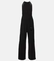 [Max Mara] Max Mara Ubi silk satin-trimmed jersey jumpsuit UK 16 black