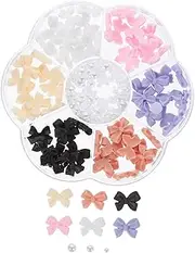 OATIPHO 7Grids Pearl Nail Charms Bow and Pearl Nail Gems for DIY Nail Art Decorations for Christmas Weddings Birthdays and Special Occasions