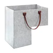 Stair Basket with Leather Handles Internal Support for 16 Inch Carpeted Stairs Organizer Felt Basket (Gray)