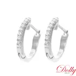 【DOLLY】0.10克拉 18K白K金鑽石耳環