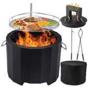 CHANGE MOORE Smokeless Fire Pit19.6”Triple Burn Outdoor Firepit with Remova...