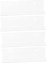 4Pcs Wall Mounted Acrylic Album Rack Transparent Record Holder for Vinyl Display Storage Stand for Home Office and Classroom Use