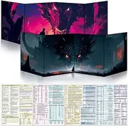 Byhoo 2 PCS DM Screen B for D&D 5E with 2 Immersive Themes，Waterproof Reusable Surface, Tri-Fold Portable Design Folds to A4 Size DND Accessories Compatible with Players Handbook