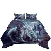 Cool Art White Lighting Dragon Coverlet