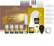 Lash Lift Kit, 2-in-1 Eyebrow & Eyelash Lamination Perm Set 3D Eyebrow & Eyelash Perming Kit Semi-Permanent Curling Lifting Suitable for Salon Home and Profession Use (Brown)