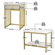 2-Piece Nesting Table Set with Drawer and Shelf for Living Room Decor