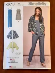 SIMPLICITY PATTERN - 8610 LADIES DRESS JUMPSUIT STRAPS KIMONO JACKET 6-14 UNCUT
