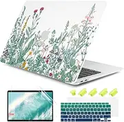 DONGKE Compatible with MacBook Air 13 inch Case 2021 2020 2019 2018 Release A2337 M1 A2179 A1932 with Retina Display & Touch ID, Plastic Hard Shell & Keyboard Cover - Garden Floral