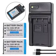 2Pack 3.7v Battery +Slim Charger for Casio Genuine NP-20 CNP20 BC-11L BC-31L