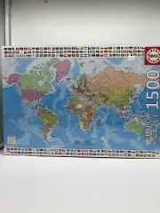 NIB Educa Puzzle The World Map with Flags 1500 Piece Jigsaw Puzzle Sealed