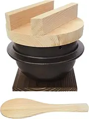 Made in Japan Professional Ceramic Rice Cooker with Lid / Rice paddle 2.25 Cups uncooked / 6 Cup Cooked