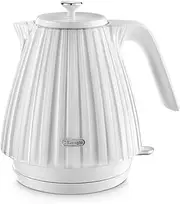 [De'Longhi] Ballerina Electric Kettle, 360° Swivel Base, Water Level Indicator, Cord Storage, KBD3001.W, 3000 W, UK PLUG, White