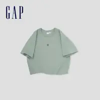 在飛比找momo購物網優惠-【GAP】女裝 Logo純棉印花圓領短袖T恤-豆沙綠(874