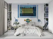 3D Architecture Stadium Letter Self-adhesive Removeable Wallpaper Wall Mural 531