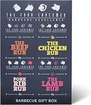 The Four Saucemen BBQ Rub Gift Box - Premium Meat Seasoning Set with Pork, Chicken, Beef, Lamb Rubs & Steak Cooking Guide
