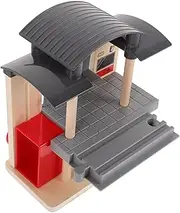 WOONEKY Wooden Train Station Set Boys and Girls Railway Station Track Connectors Wooden Train Tracks Educational Toy for Fine Motor Skills Hand-Eye Coordination Ages 3