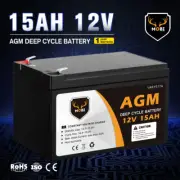 MOBI 15AH AGM Deep Cycle Battery 12V SLA Solar Alarm Toy UPS Camping 4WD