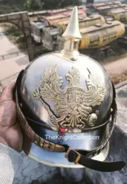 German Pickelhaube Helmet Imperial Prussian Helmet Spiked Leather helmet Gift.