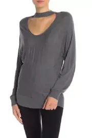 NEW WITH TAGS Women's Splendid Pullover Grey Sweater Wear Two Ways Size Large