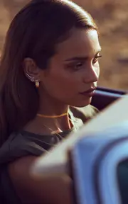 [Her Story] Bold 14K Yellow Gold Diamond Hoop Earrings