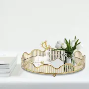 Metal Decorative Gold Mirror Tray Perfume Tray Mirror Vanity Tray Dresser Tray