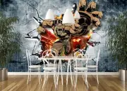 Superman Broke The Wall Sticker Self-adhesive 3D Wallpaper Murals Removable