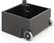 Costway 2-in-1 Patio Umbrella Base, Fillable Umbrella Stand w/2 Universal Wheels, Garden Flower Box w/Drainage Hole, Outdoor Heavy Duty Umbrella Stand for Courtyard, Poolside, Balcony, Black