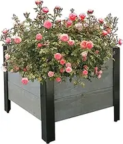 Raised Garden Bed with Legs - Elevated Wood Planter Box Outdoor for Rooted Plants, Herbs Flowerbed & Vegetable (16.7 x 16.7 x 15.9in)