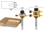 1/4" Plywood Panel 2 Bit Tongue & Groove Router Bit Set - 1/4" Shank - Yonico 15