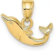 [JewelryWeb] 13.55mm Gold Polished Mini Dolphin Charm