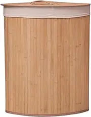 Laundry Hamper with Lid, Corner Bamboo Laundry Hamper, Bamboo Basket 14x14x24 Inch, Clothes Basket for Corner