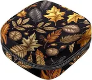 Period Bag,Sanitary Napkin Storage Bag,Autumn Nut Leaves,Tampon Bag for Purse