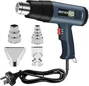 Heat Gun with LCD Digital Display - Accurate Temperature Control（60-650℃), 2000W Overheat Protection, with 4 Nozzles for Vinyl Wrap, Paint Stripping and Shrinking PVC