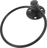 PERSELOSO Wrought Iron Towel Hanging Ring Towel Rings for Bathroom Wall Decorative Chrome Vintage Retro Wall Circular Hanger Bathroom Accessories Mount Bath Style Mounted Rustic Iron Black