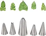 Leaf Piping Tips, Hsxxf 5PCS Russian Piping Tips Stainless Steel Piping Tips Piping Nozzles Cake Piping Icing Nozzles Cake Decorating Tips Set for DIY Baking Tools (5PCS Leaf), Sliver