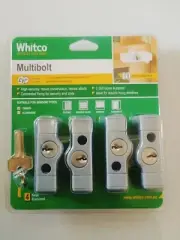 Whitco Window Lock 4 Cylinder For Timber Aluminium Grey Silver - 4 Pack