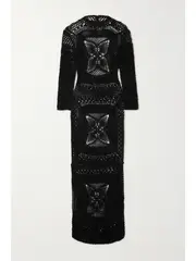 [ALIX PINHO] ALIX PINHO - Lucy Crocheted Cotton Maxi Dress - Black - x small x small Black