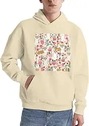[ALLiYa] Corgi Floral Flowers Men'S Pullover Hoodie Adult Comfortable Long Sleeve Casual With Pocket For Daily Wear