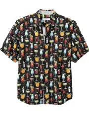 NWT TOMMY BAHAMA Men’s Black Vera Cruz All Nighter Viscose Camp Shirt Lg