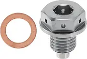 X AUTOHAUX M12x1.5 4MM Magnetic Oil Drain Plug Titanium Alloy Oil Pan Drain Bolt Plug with 1 Copper Washer Silver Tone 1 Pc
