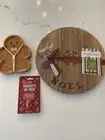 Kringle’s Kitchen Cheese Board With Spreader Bundle 12” X 12” NEW